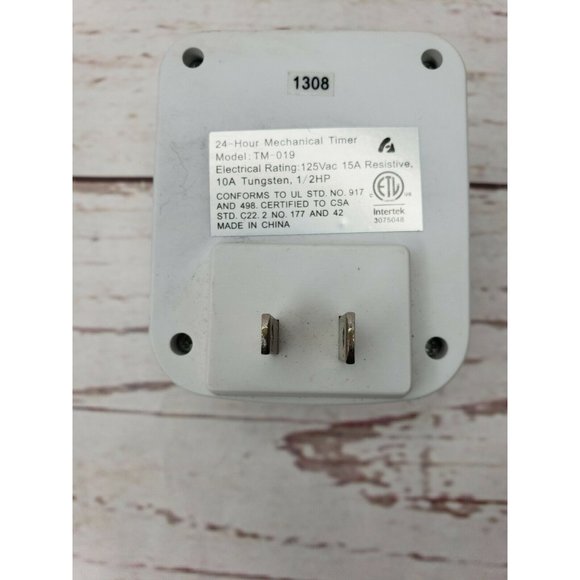 Intertek  24-Hour Indoor Timer Programmable Mechanical Pin Timer 1308 - Picture 7 of 9